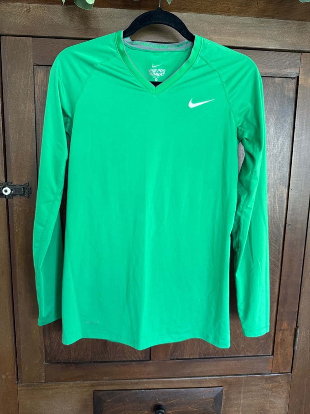 Nike Bright Green Long Sleeve Performance Top with White Swoosh
